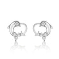 Dolphin Diamond Cluster Earrings 0.23ct Diamond Studs 9K White Gold