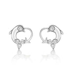 Dolphin Diamond Cluster Earrings 0.23ct Diamond Studs 9K White Gold