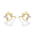 Dolphin Diamond Cluster Earrings 0.23ct Diamond Studs 9K Yellow Gold side view