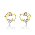 Dolphin Diamond Cluster Earrings 0.23ct Diamond Studs 9K Yellow Gold