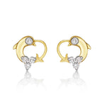 Dolphin Diamond Cluster Earrings 0.23ct Diamond Studs 9K Yellow Gold