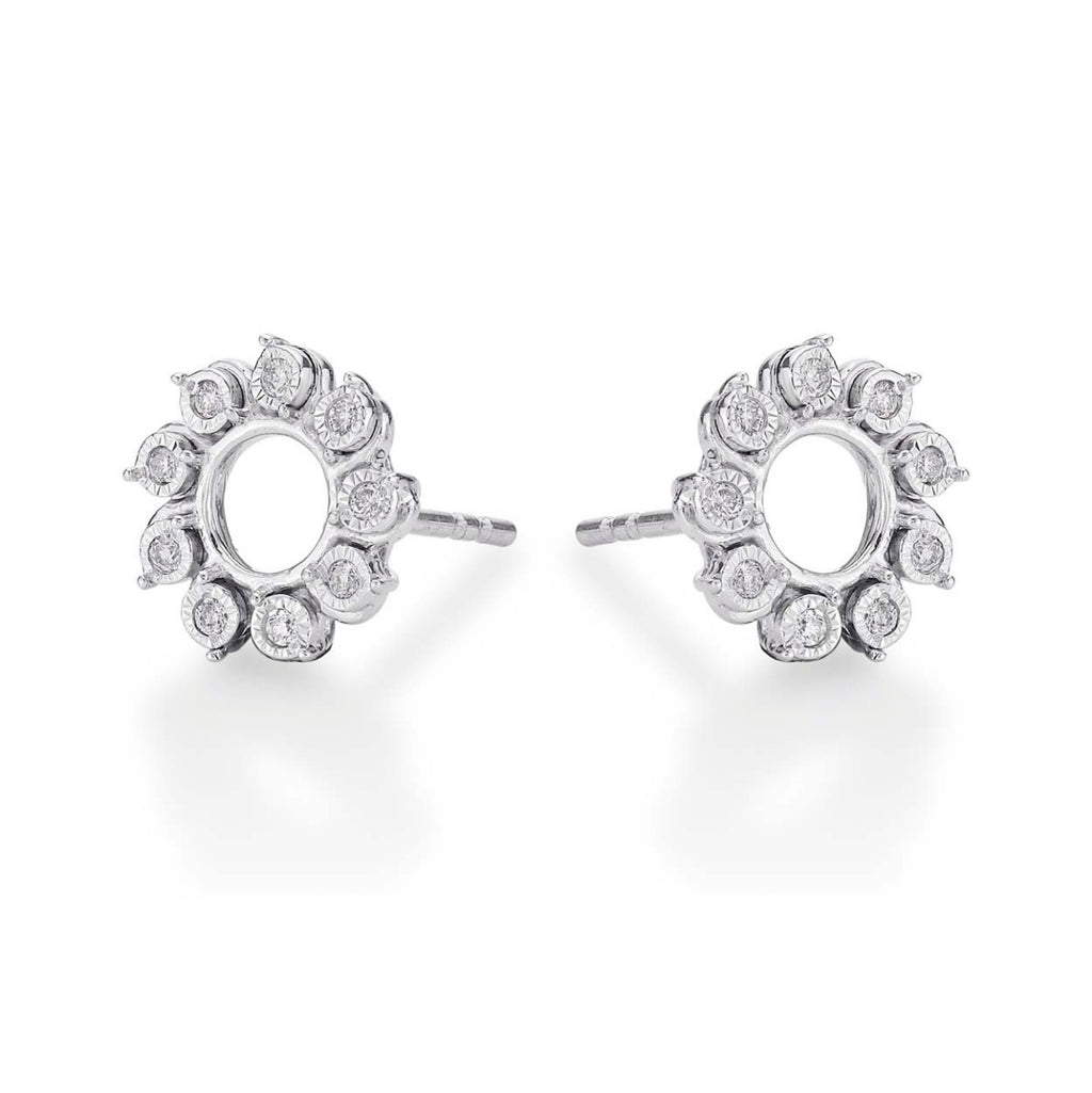 Circle of Life Diamond Circle Earrings 0.13ct Diamonds 9K White Gold side view
