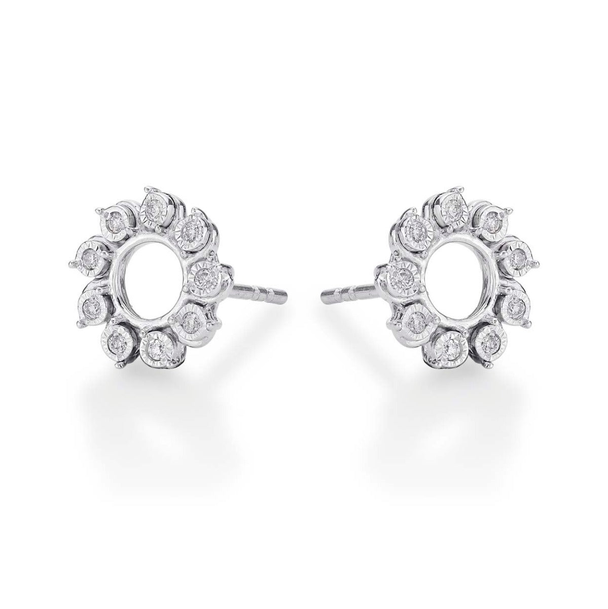 Circle of Life Diamond Circle Earrings 0.13ct Diamonds 9K White Gold side view