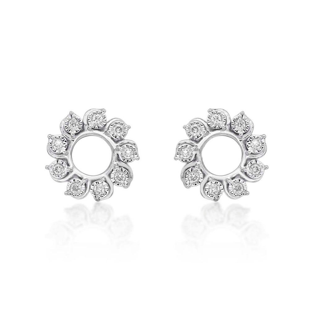 Circle of Life Diamond Circle Earrings 0.13ct Diamonds 9K White Gold