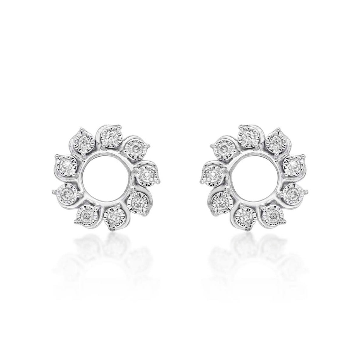 Circle of Life Diamond Circle Earrings 0.13ct Diamonds 9K White Gold