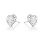 Elevated Diamond Heart Earrings 0.36ct Diamond Studs 9K White Gold side view
