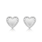 Elevated Diamond Heart Earrings 0.36ct Diamond Studs 9K White Gold
