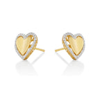 Elevated Diamond Heart Earrings 0.36ct Diamond Studs 9K Yellow Gold side view