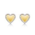 Elevated Diamond Heart Earrings 0.36ct Diamond Studs 9K Yellow Gold