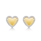 Elevated Diamond Heart Earrings 0.36ct Diamond Studs 9K Yellow Gold