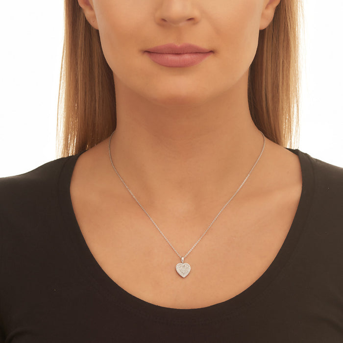 Fire Diamond Heart Pendant 0.25ct Diamond 9K White Gold