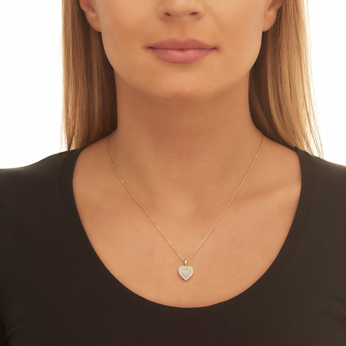 Fire Diamond Heart Pendant 0.25ct Diamond 9K Yellow Gold
