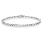 Swirl Diamond Tennis Bracelet 1ct Diamonds in 9K White Gold