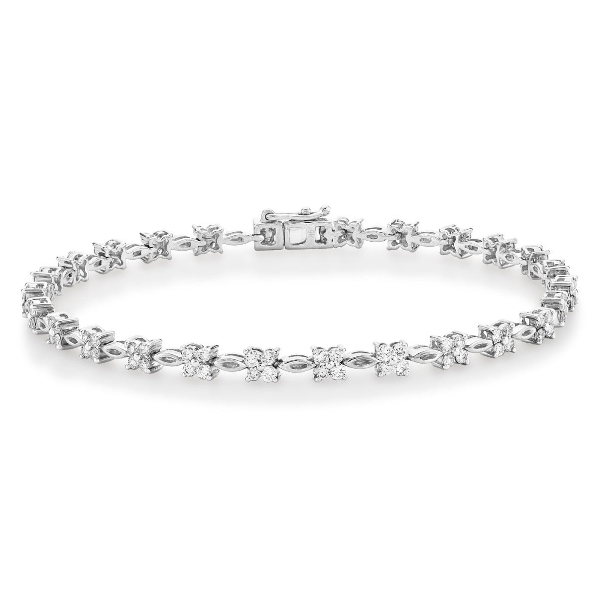 Flower Diamond Bracelet 1.50ct Diamonds in 9K White Gold