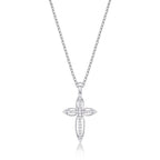 Divine Diamond Cross Pendant Necklace 0.15ct Diamond 9K White Gold