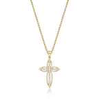 Divine Diamond Cross Pendant Necklace 0.15ct Diamond 9K Yellow Gold