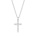 Shine Diamond Cross Pendant Necklace 0.11ct Diamond 18K White Gold