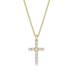 Shine Diamond Cross Pendant Necklace 0.11ct Diamond 9K Yellow Gold