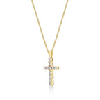 Shine Diamond Cross Pendant Necklace 0.11ct Diamond 9K Yellow Gold from the side