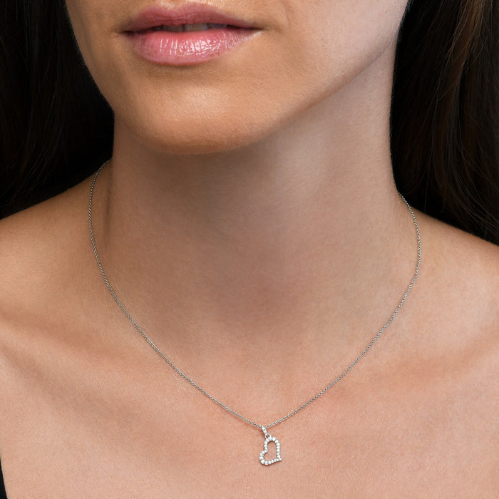 Sleeping Heart Diamond Heart Necklace 0.14ct Diamond 9K White Gold