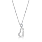 Sleeping Heart Diamond Heart Necklace 0.14ct Diamond 9K White Gold side view