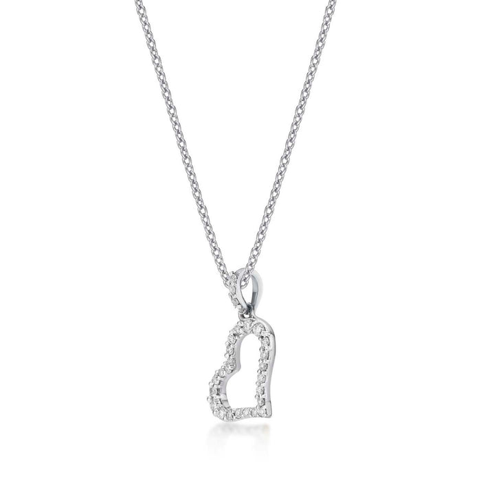 Sleeping Heart Diamond Heart Necklace 0.14ct Diamond 9K White Gold