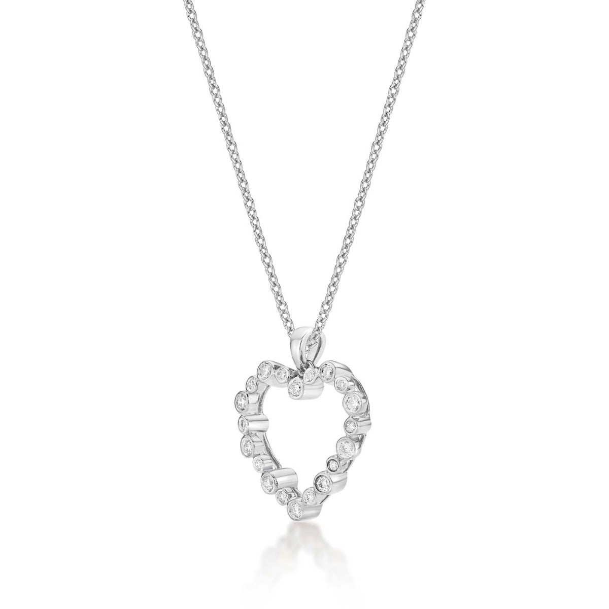 Dream Diamond Heart Pendant Necklace 0.28ct Diamond 18K White Gold side view