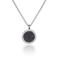 black disc pendant necklace in 925 sterling silver