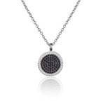 black disc pendant necklace in 925 sterling silver