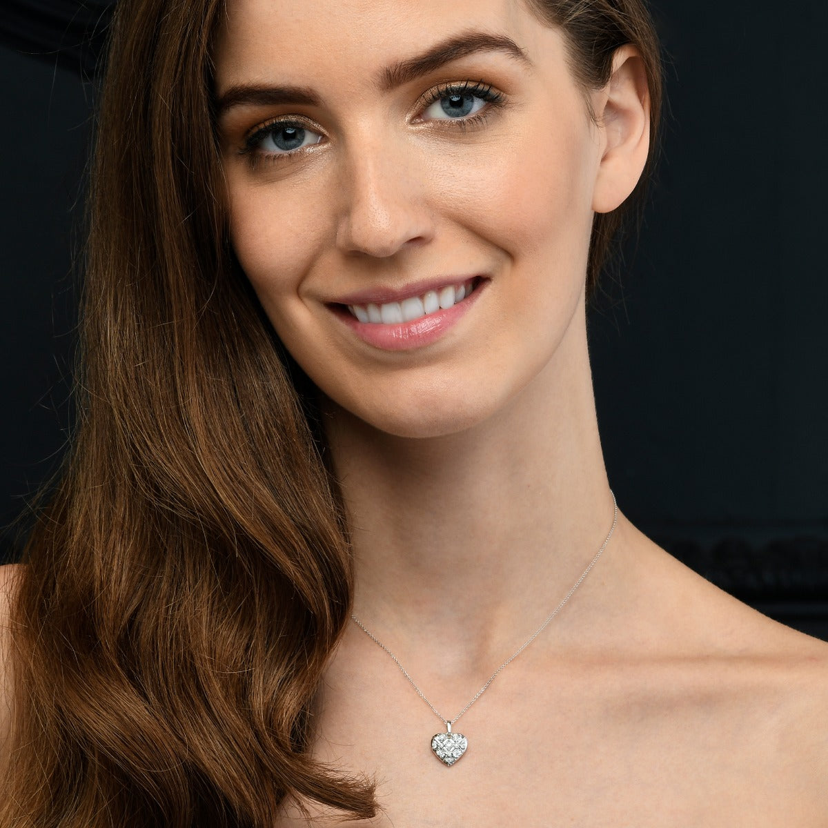 Dazzle Diamond Heart Pendant Necklace 0.16ct Diamond 9K White Gold