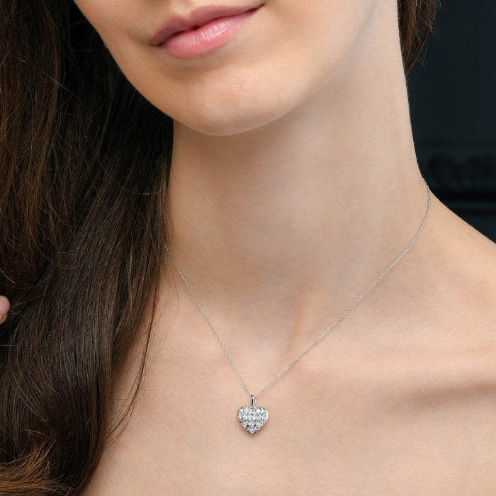 Dazzle Diamond Heart Pendant Necklace 0.16ct Diamond 9K White Gold