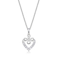 Flower Diamond Heart Pendant Necklace 0.23ct Diamond 9K White Gold