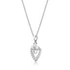 Flower Diamond Heart Pendant Necklace 0.23ct Diamond 9K White Gold side view
