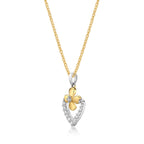 Diamond Flower Heart Pendant Necklace 0.23ct Diamond 9K Yellow Gold