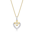 Flower Diamond Heart Pendant Necklace 0.23ct Diamond 9K Yellow Gold