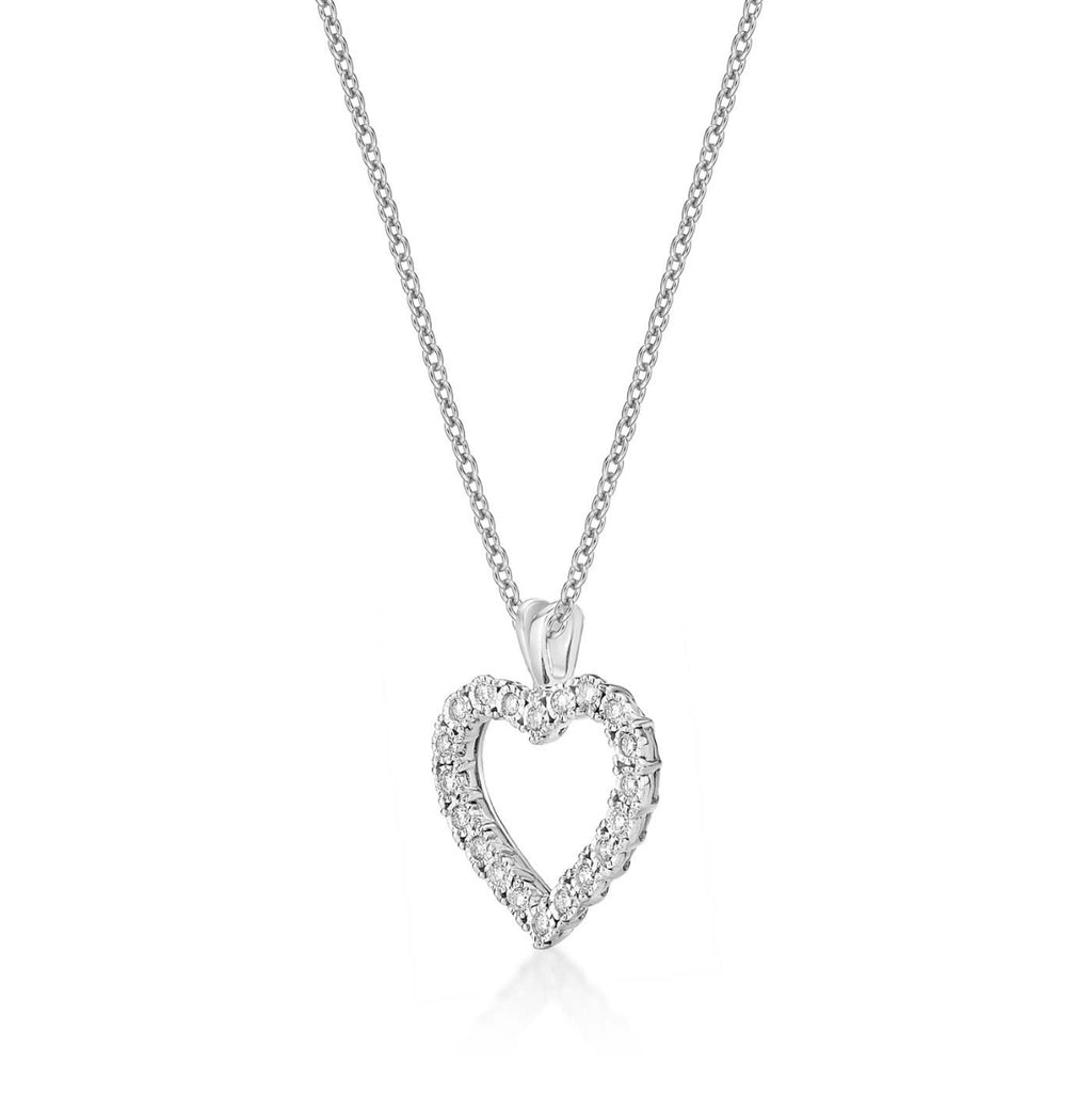 Miracle Diamond Heart Pendant Necklace 0.20ct Diamond 9K White Gold side view