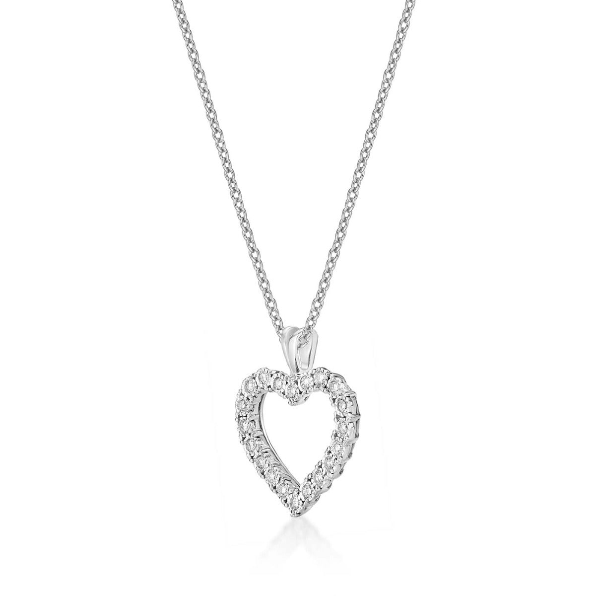 Miracle Diamond Heart Pendant Necklace 0.20ct Diamond 9K White Gold side view