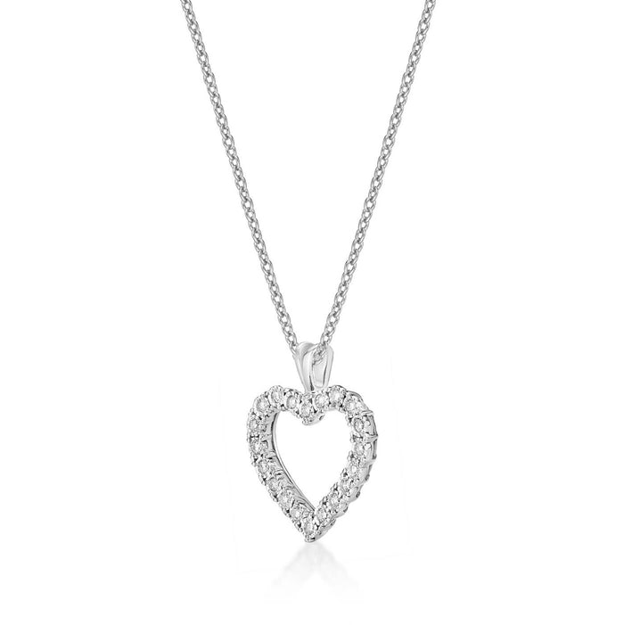 Miracle Diamond Heart Pendant Necklace 0.20ct Diamond 18K White Gold