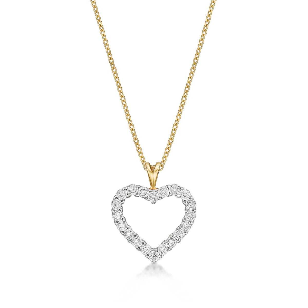 Miracle Diamond Heart Pendant Necklace 0.20ct Diamond 9K Yellow Gold