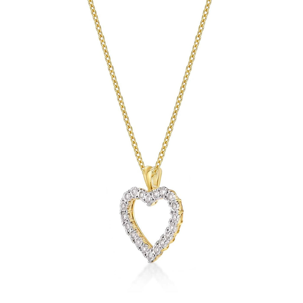 Miracle Diamond Heart Pendant Necklace 0.20ct Diamond 9K Yellow Gold side view