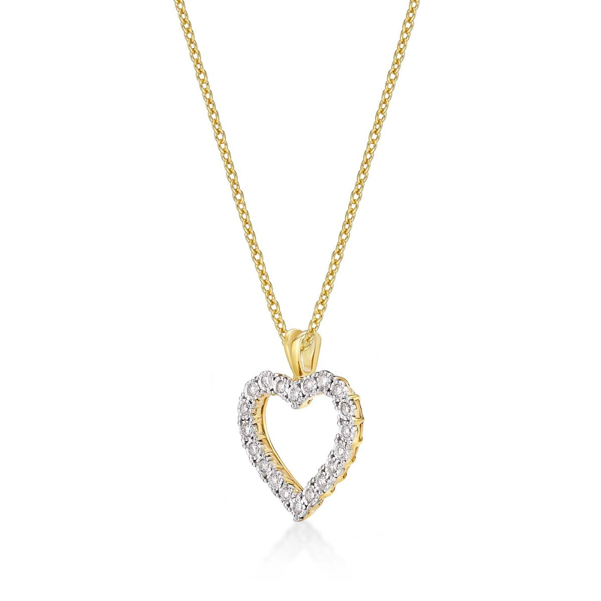 Miracle Diamond Heart Pendant Necklace 0.20ct Diamond 9K Yellow Gold side view