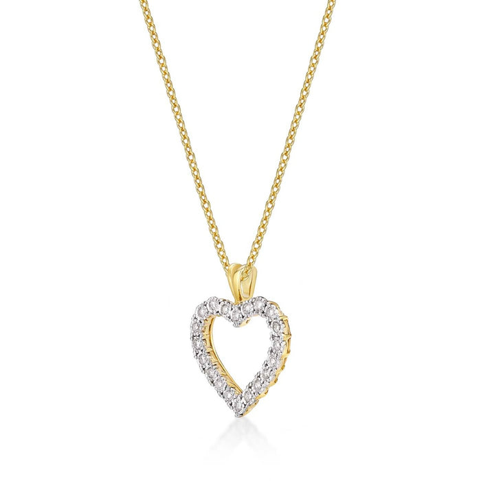 Miracle Diamond Heart Pendant Necklace 0.20ct Diamond 9K Yellow Gold
