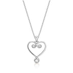 Ornate Diamond Heart Pendant Necklace 0.11ct Diamond 9K White Gold