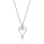 Ornate Diamond Heart Pendant Necklace 0.11ct Diamond 9K White Gold side view