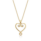 Ornate Diamond Heart Pendant Necklace 0.11ct Diamond 9K Yellow Gold
