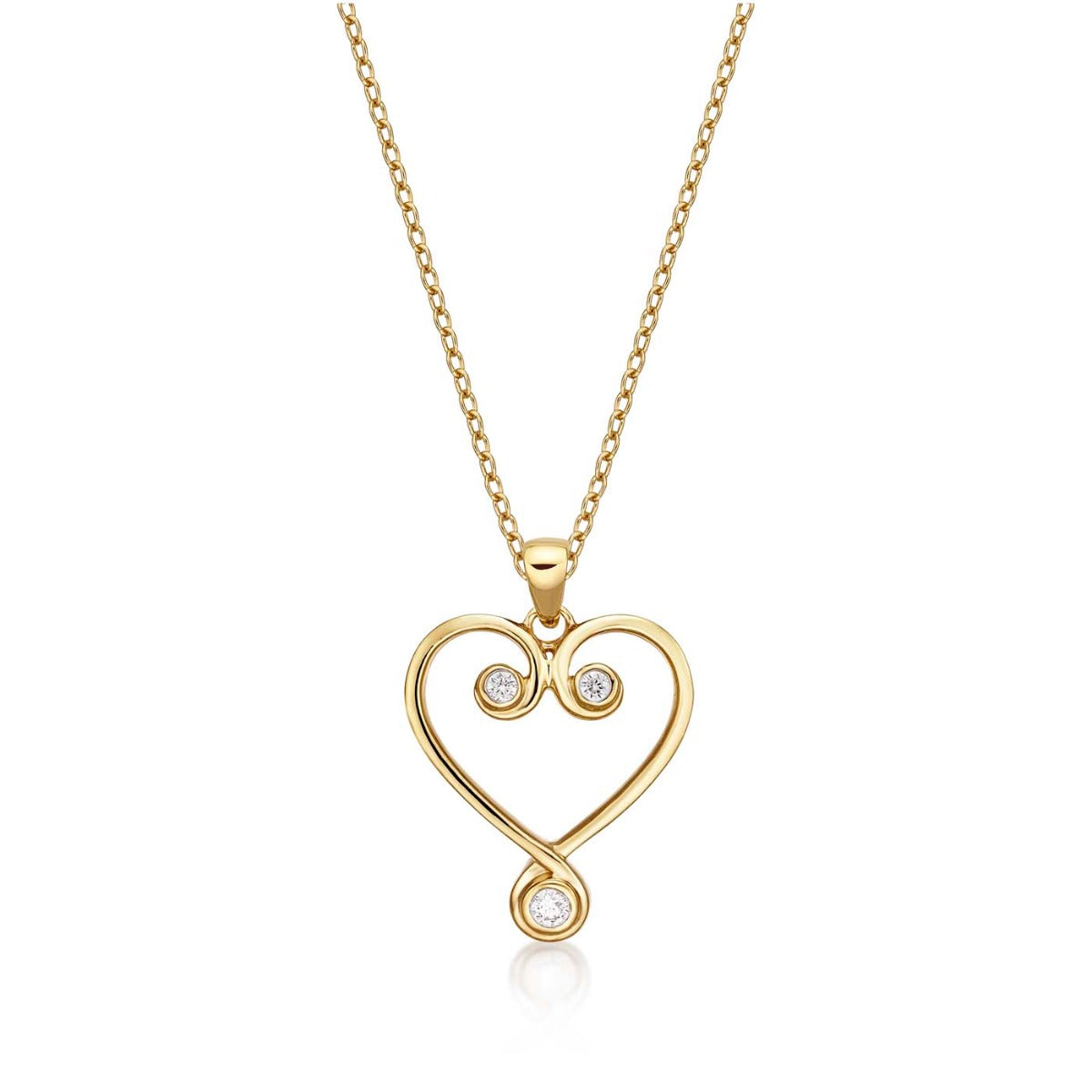 Ornate Diamond Heart Pendant Necklace 0.11ct Diamond 9K Yellow Gold