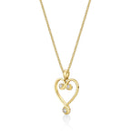 Ornate Diamond Heart Pendant Necklace 0.11ct Diamond 9K Yellow Gold side view