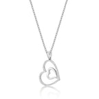 Amour Diamond Heart Pendant Necklace 0.21ct Diamond 9K White Gold side view