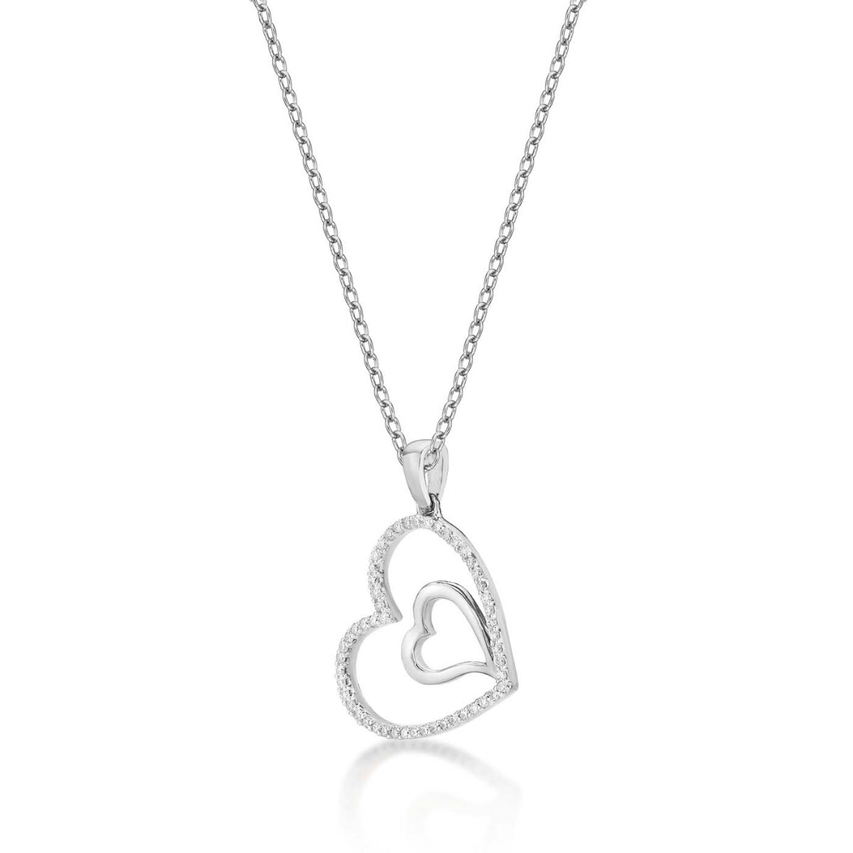 Amour Diamond Heart Pendant Necklace 0.21ct Diamond 9K White Gold side view