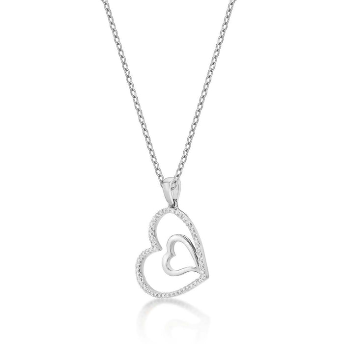 Amour Diamond Heart Pendant Necklace 0.21ct Diamond 9K White Gold
